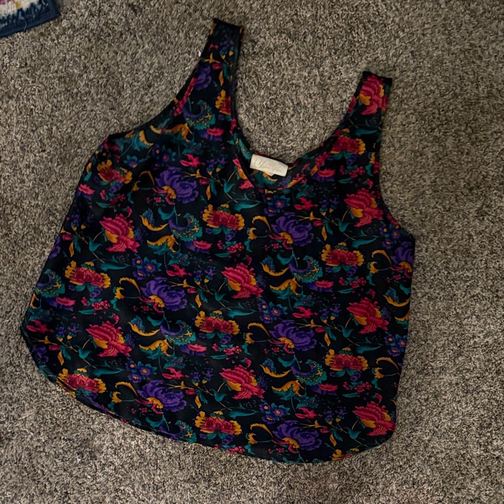 Red and Blue Boxy Sleeveless cropped Tank Top